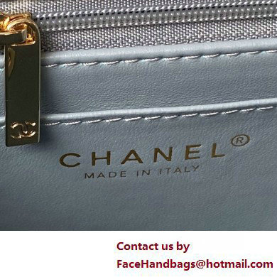 Chanel Grained Calfskin  &  Gold-Tone Metal Small Flap Bag with Top Handle AS4711 Light Blue 2025